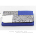 contrast light blue with shinny metalic white top vogue wallet,charmful evening cluth bag